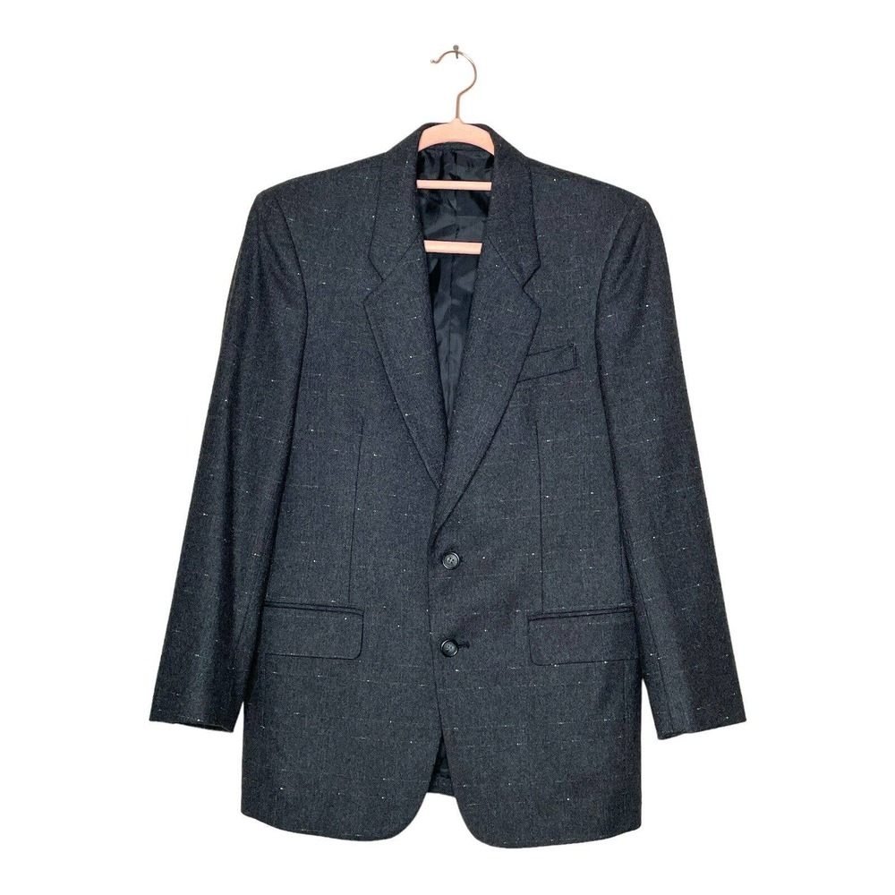 Montagut 36 Mens Gray Wool Blend Inner Pockets Single Breasted Two Button Blazer